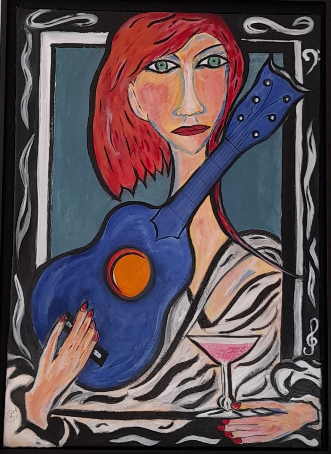 THE GUITARIST Painting By Jos GARCIA Jose Art Gallery Portrait Painting Thumb1920