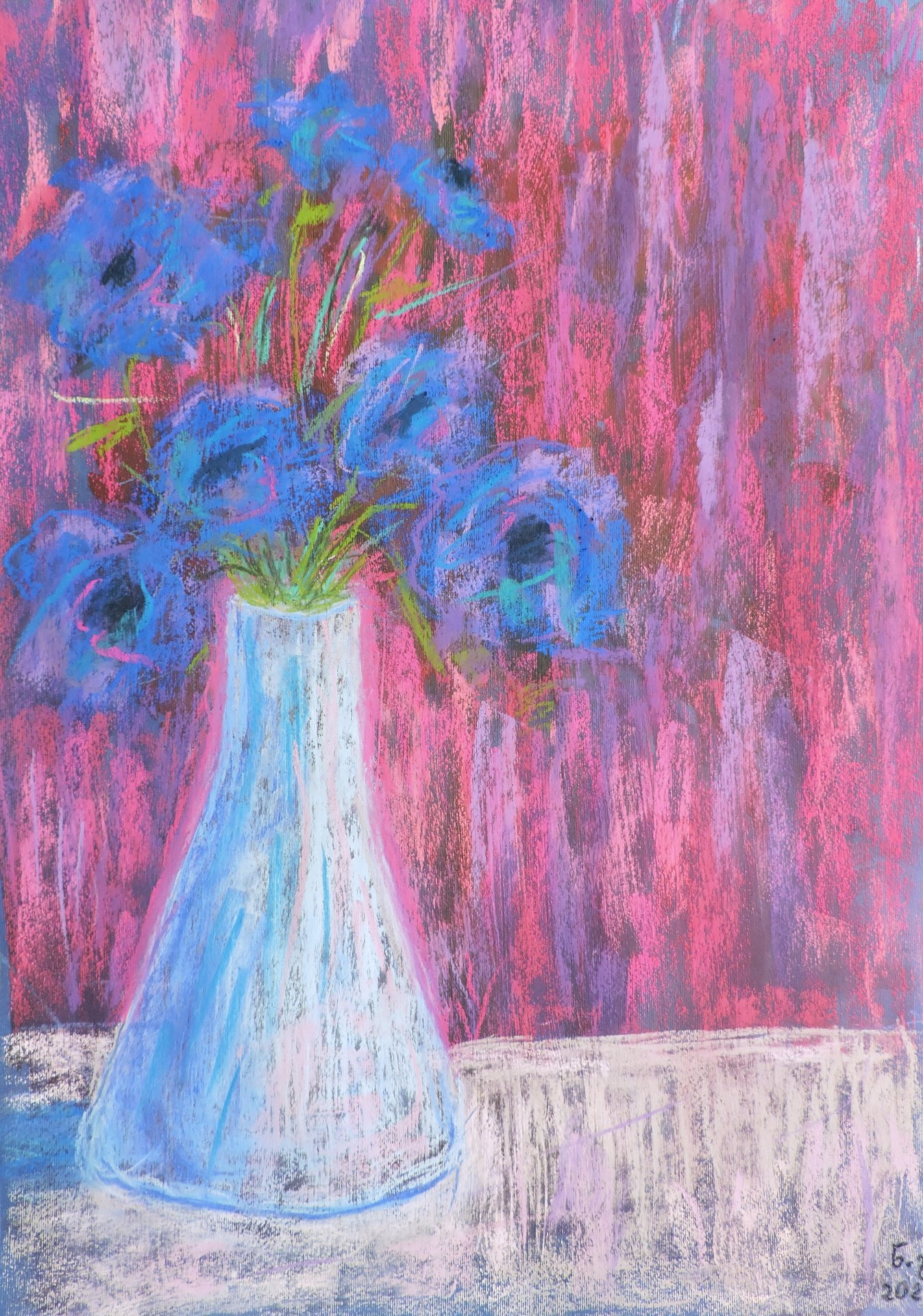 Blue Flowers Painting by Nino Gudadze Jose Art Gallery