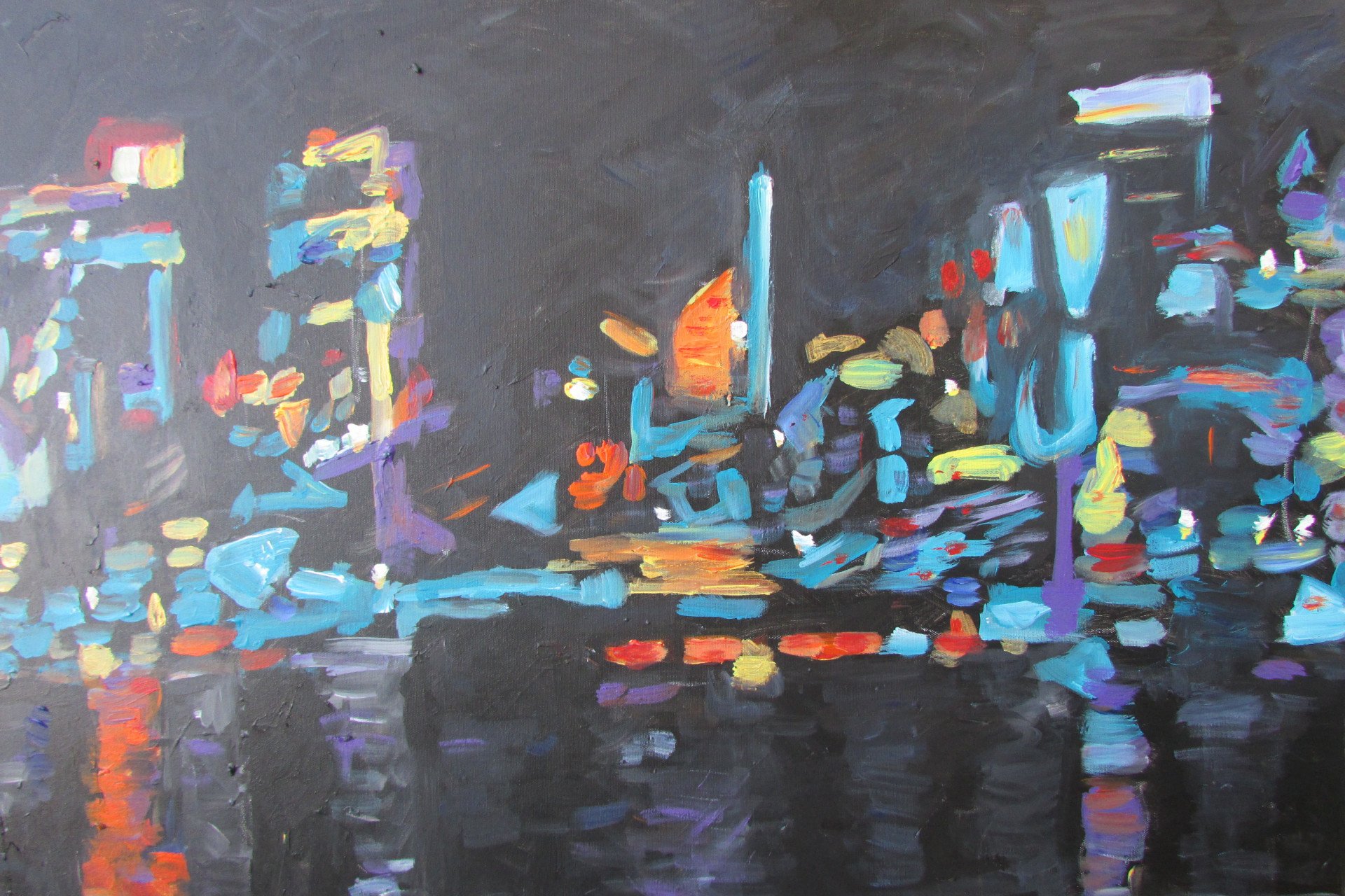 Manhattan by night Painting by Dan Shiloh Jose Art Gallery