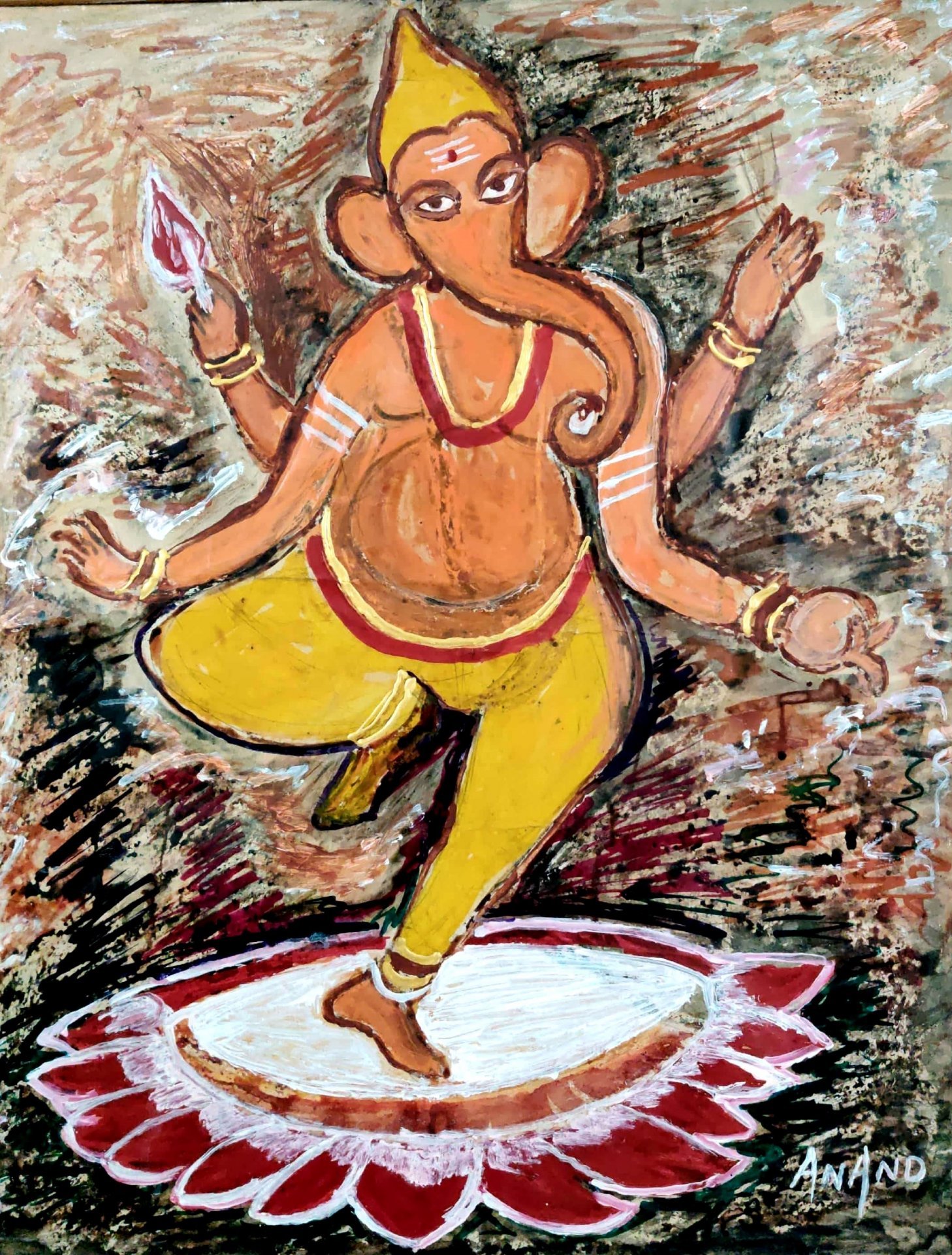 DANCING GANESHA-2 Painting by ANAND MANCHIRAJU
