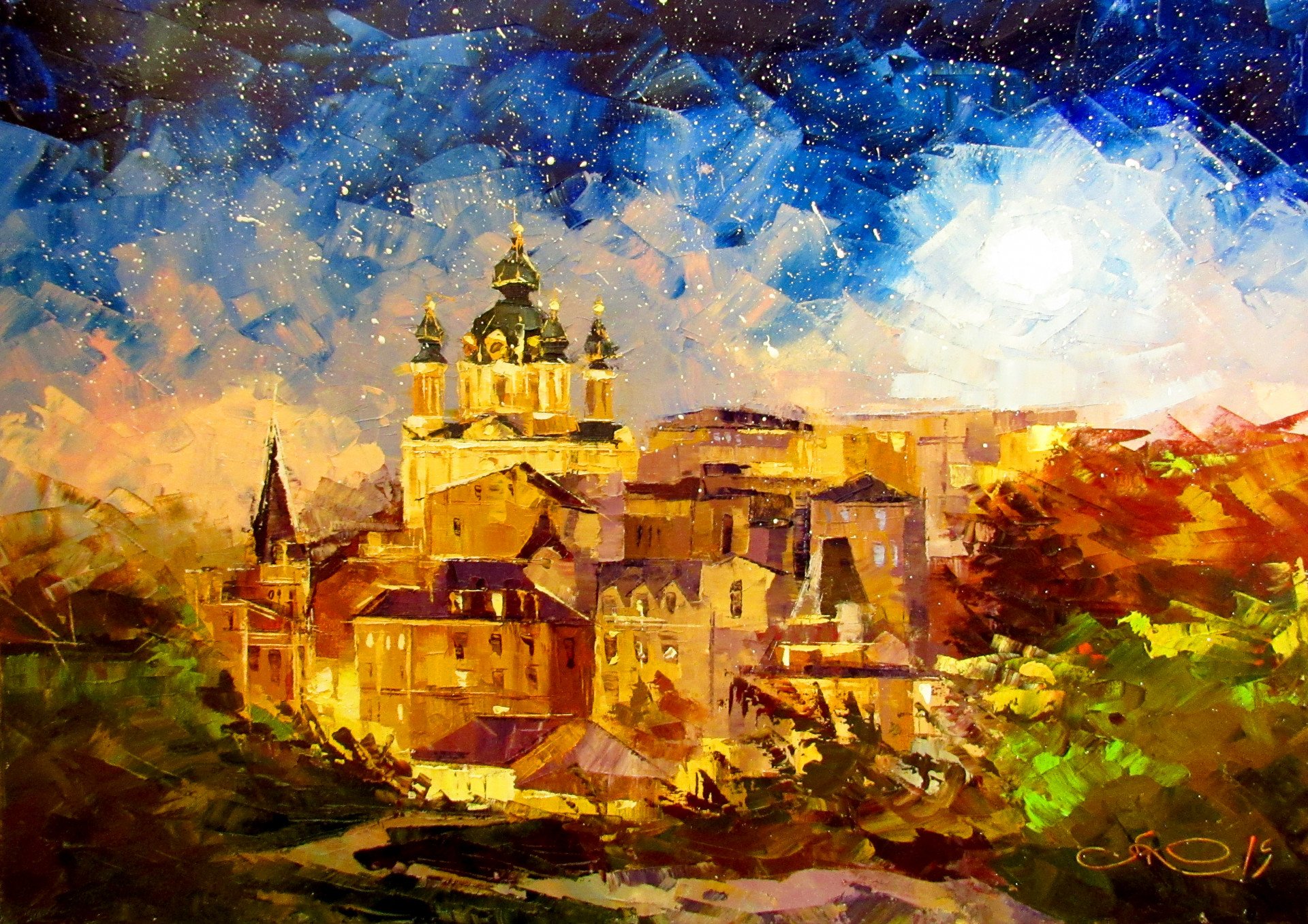 Starry sky Painting by Anna Kolos - Jose Art Gallery
