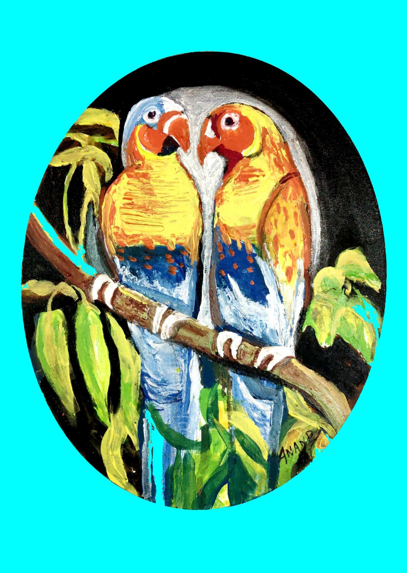 LOVING BIRDS Painting by ANAND MANCHIRAJU Jose Art Gallery