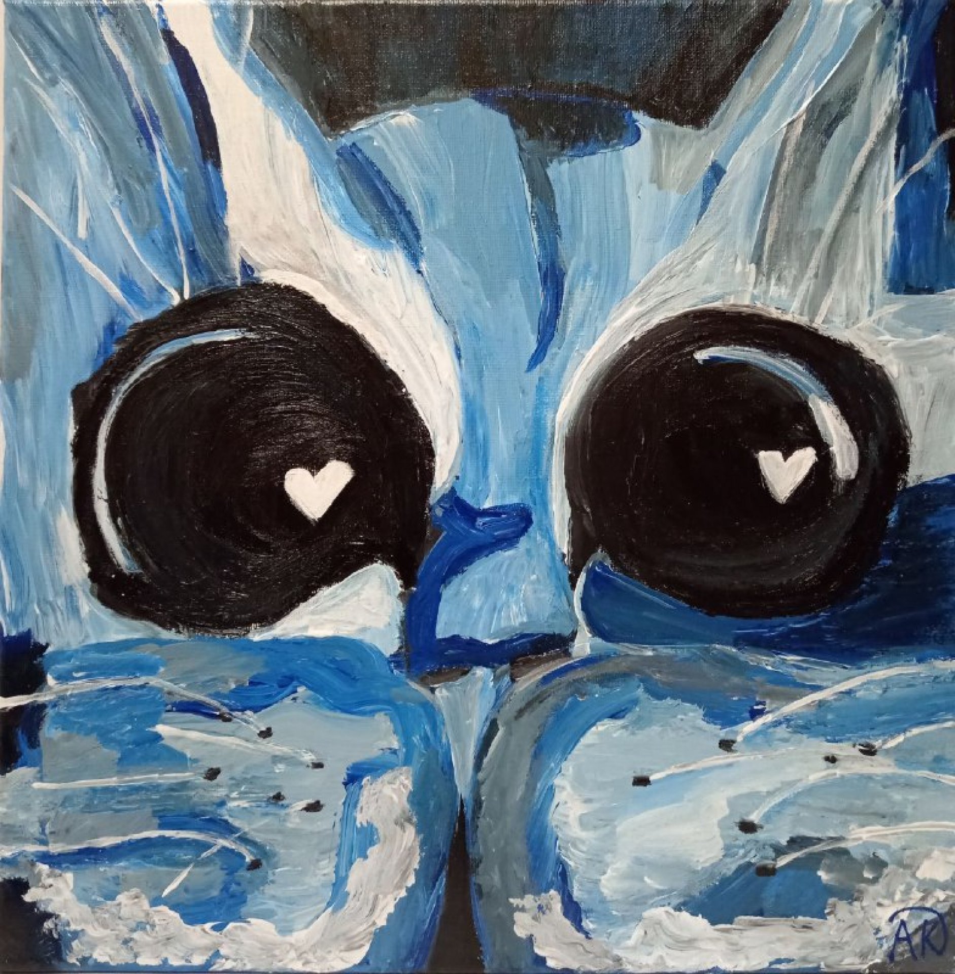 Abstraction Blue cat Painting by Anastasiya Koroleva