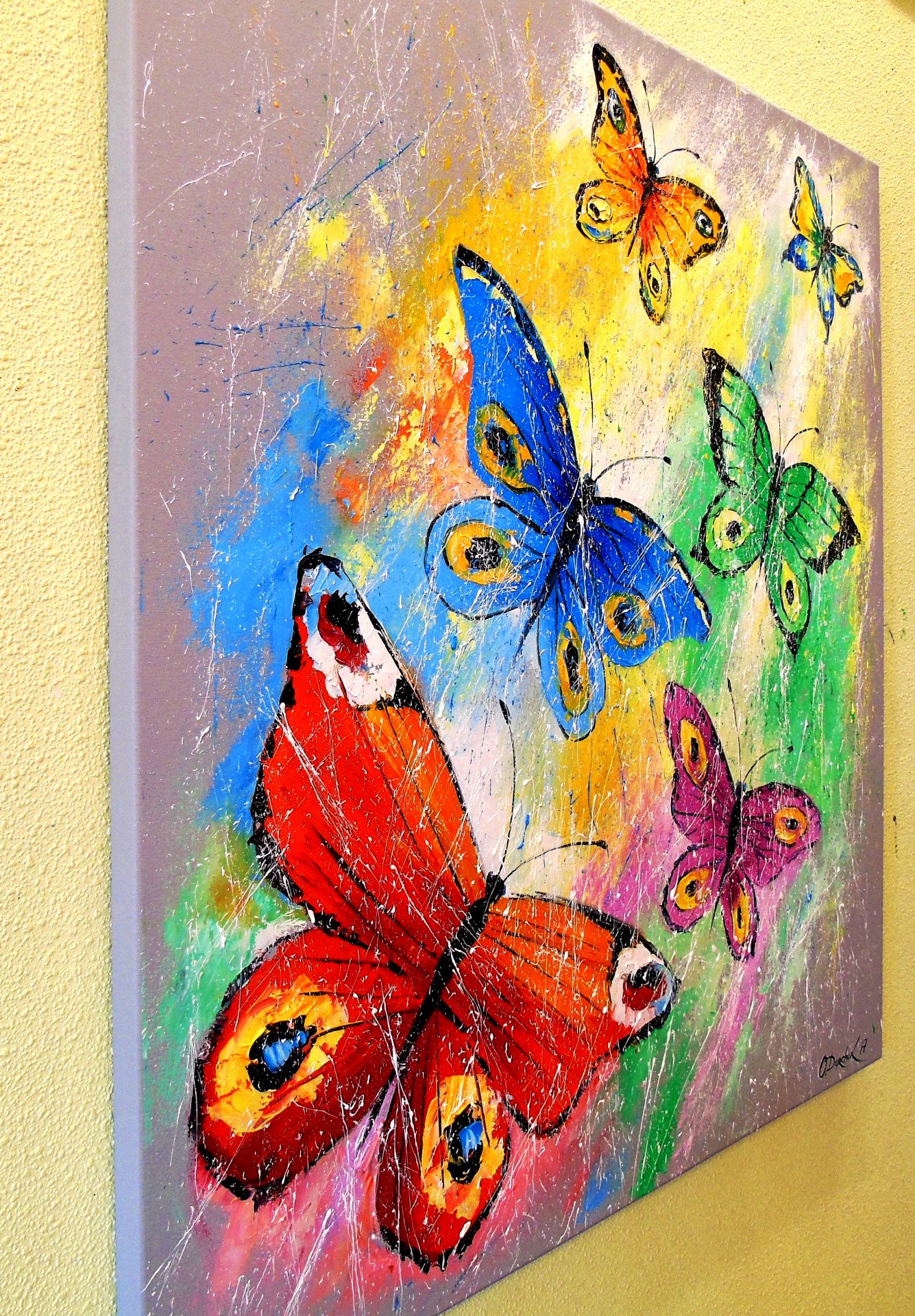 Butterflies in flight - painting