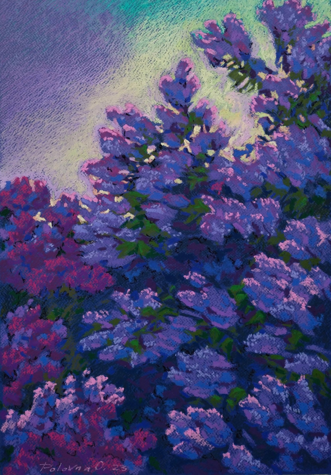 Lilac Evening: Pastel Painting Painting by Olena Polovna