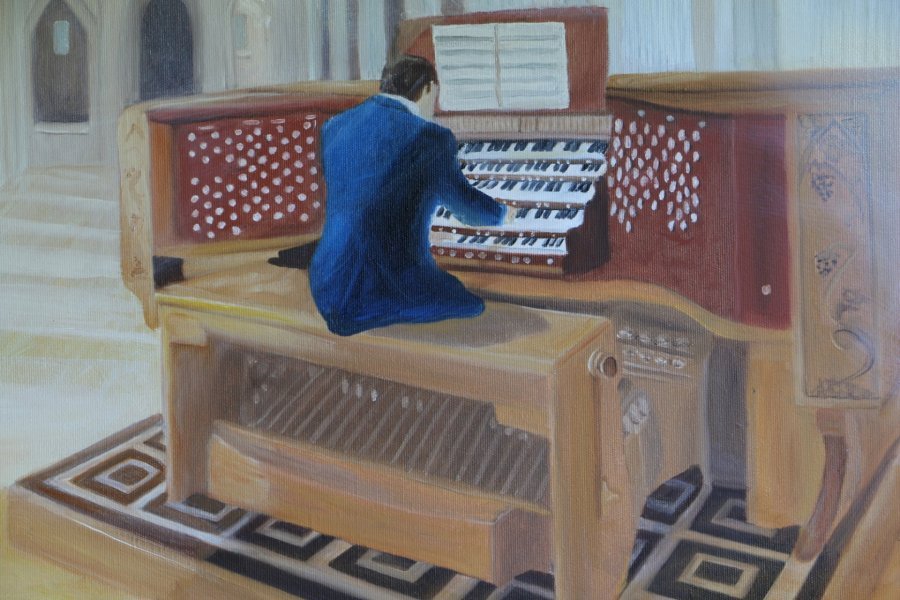 Organist Painting by Ildiko Mecseri - Jose Art Gallery