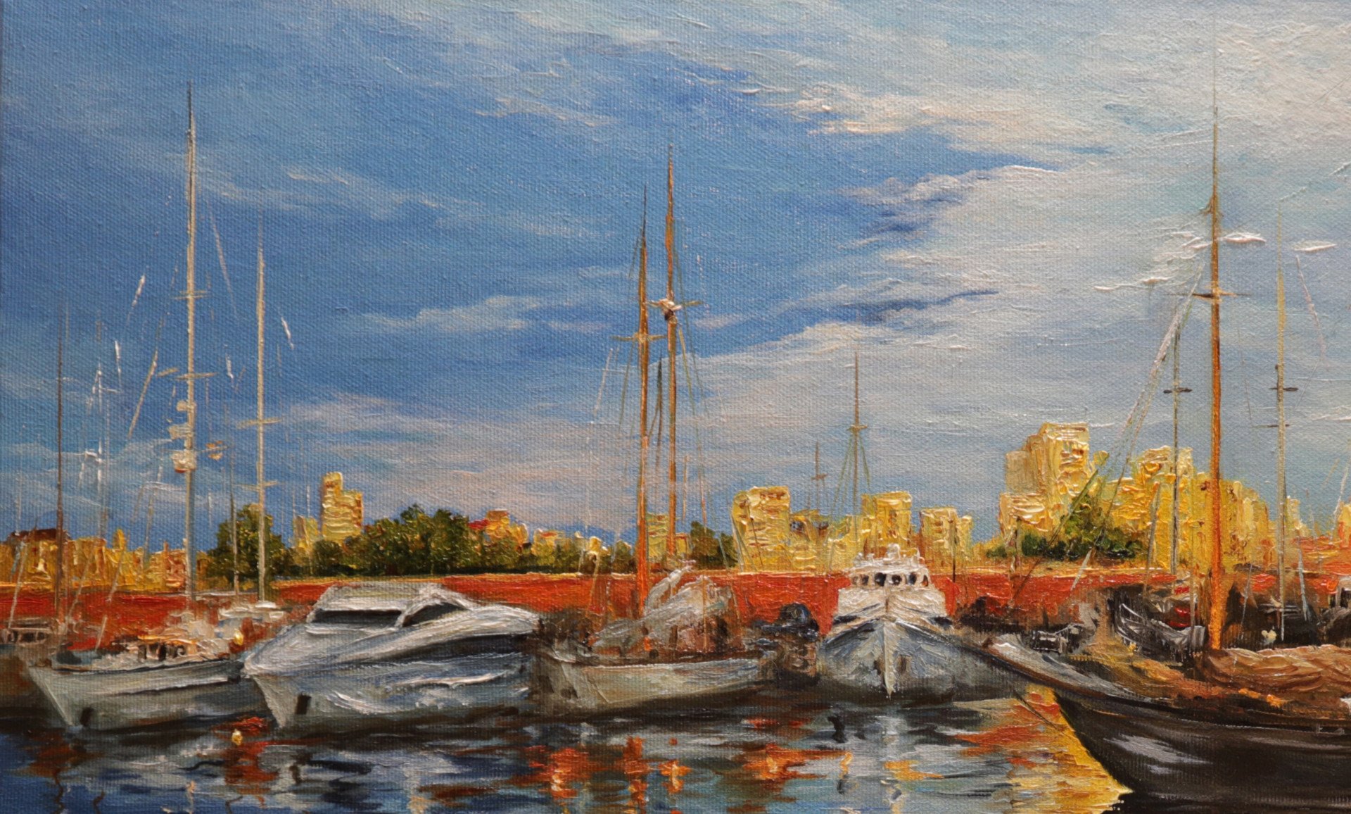 Oil painting Yacht Club - painting