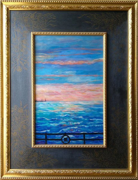 Figurative Marine Art Painting Il Faro by painter BRUNO CIOCCIA acrylic canvas 