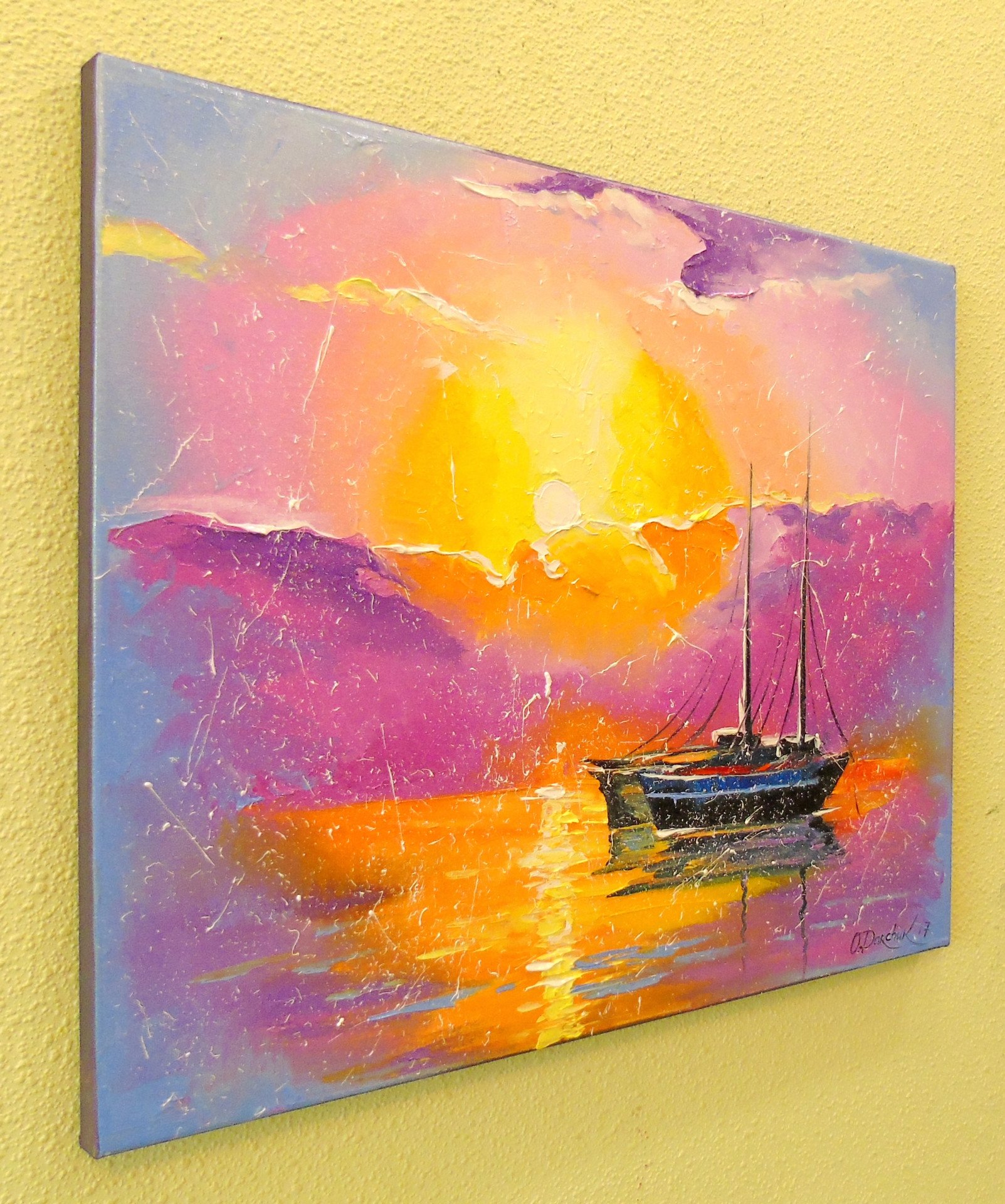 Pink sunset - painting
