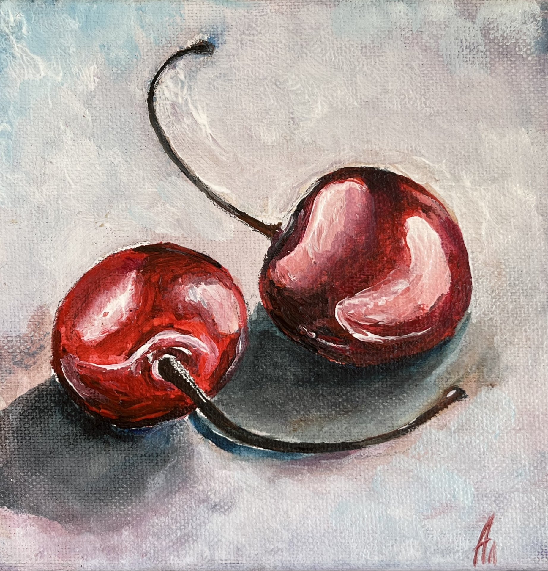 Feeling of Love through the Taste of Cherries Painting by Alona