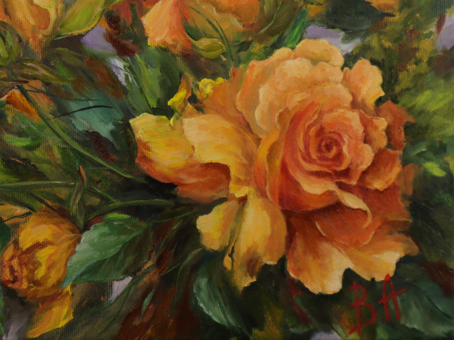 Oil painting Yellow roses - painting