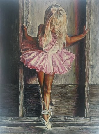 Painting "Malenka Tancivnicya" by painter Yuriy Obertas oil fabric at Jose Art Gallery