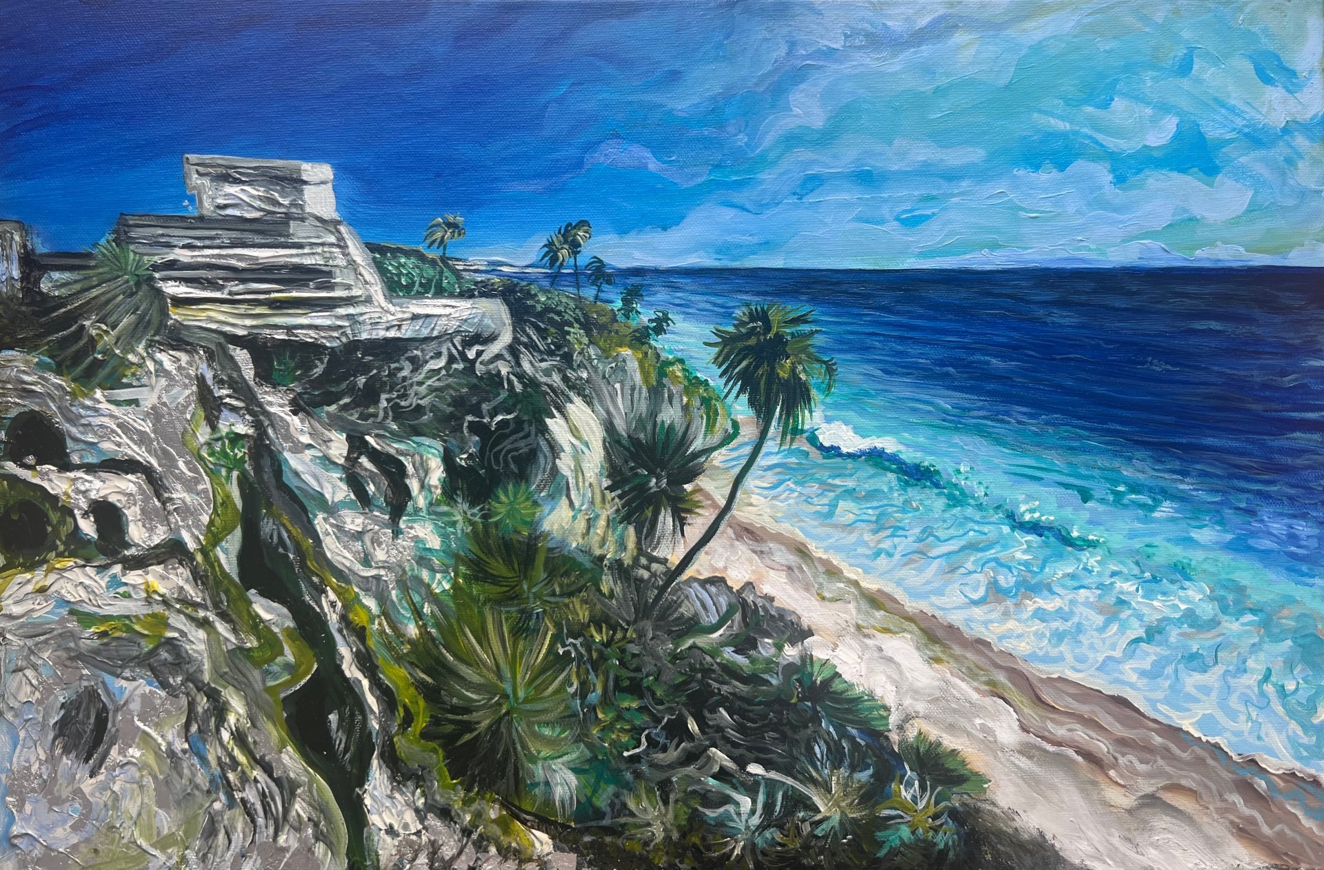 Azure Tulum Painting by Olga Serebryanskaya