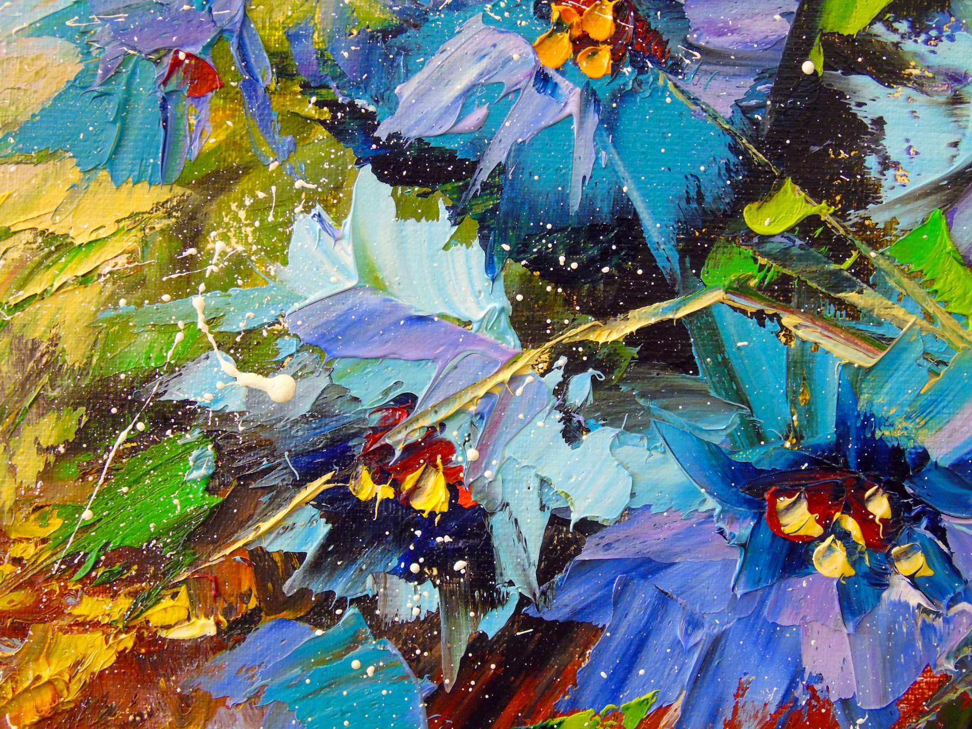 Bouquet of cornflowers - painting