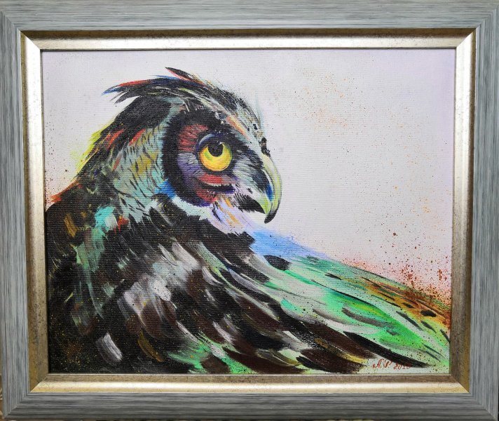 Дополнительное изображение 2: Импрессионизм Анимализм Живопись "Сова" живописец Людмила Рябкова масло холст 