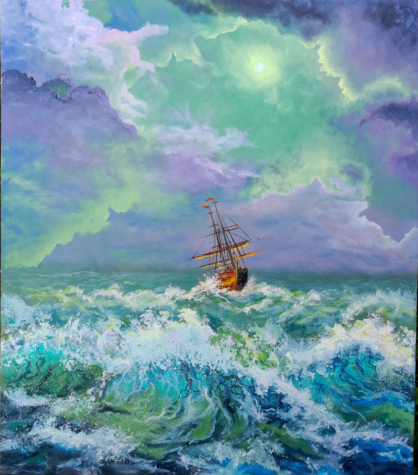 Storm in the Sargasso Sea Painting by Anton Zapotochny(Dovzhenko)