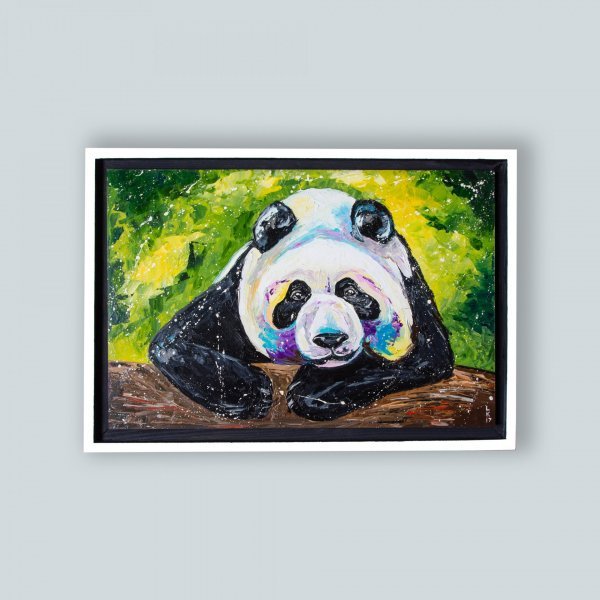 Additional view 1: Impressionism Animal Painting PANDA by painter Liubov Kuptsova oil cardboard 