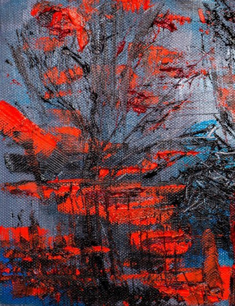 BOSQUE ROJO Pintura de Liubov Kuptsova - Jose Art Gallery