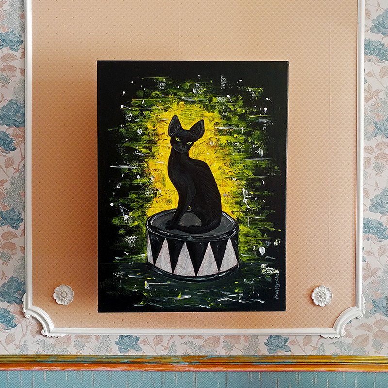 Cat and Drum - painting