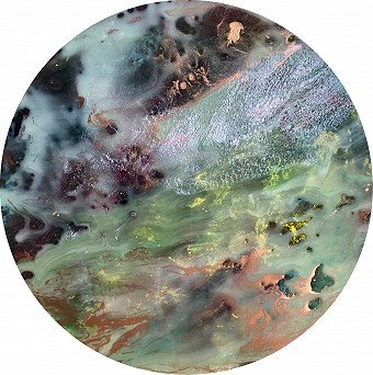 12inch Round WoPlanetary Vista Painting by Tiffani Buteau