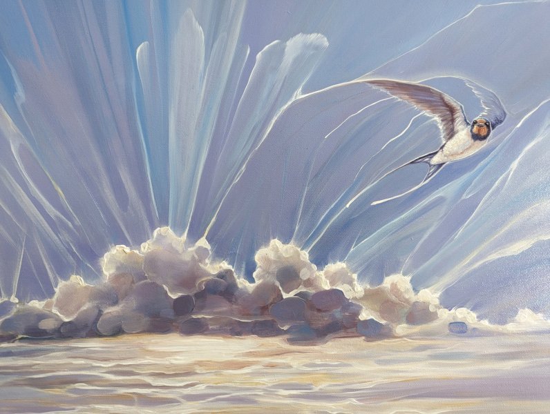 The First Swallow Arrives Painting by Gill Bustamante