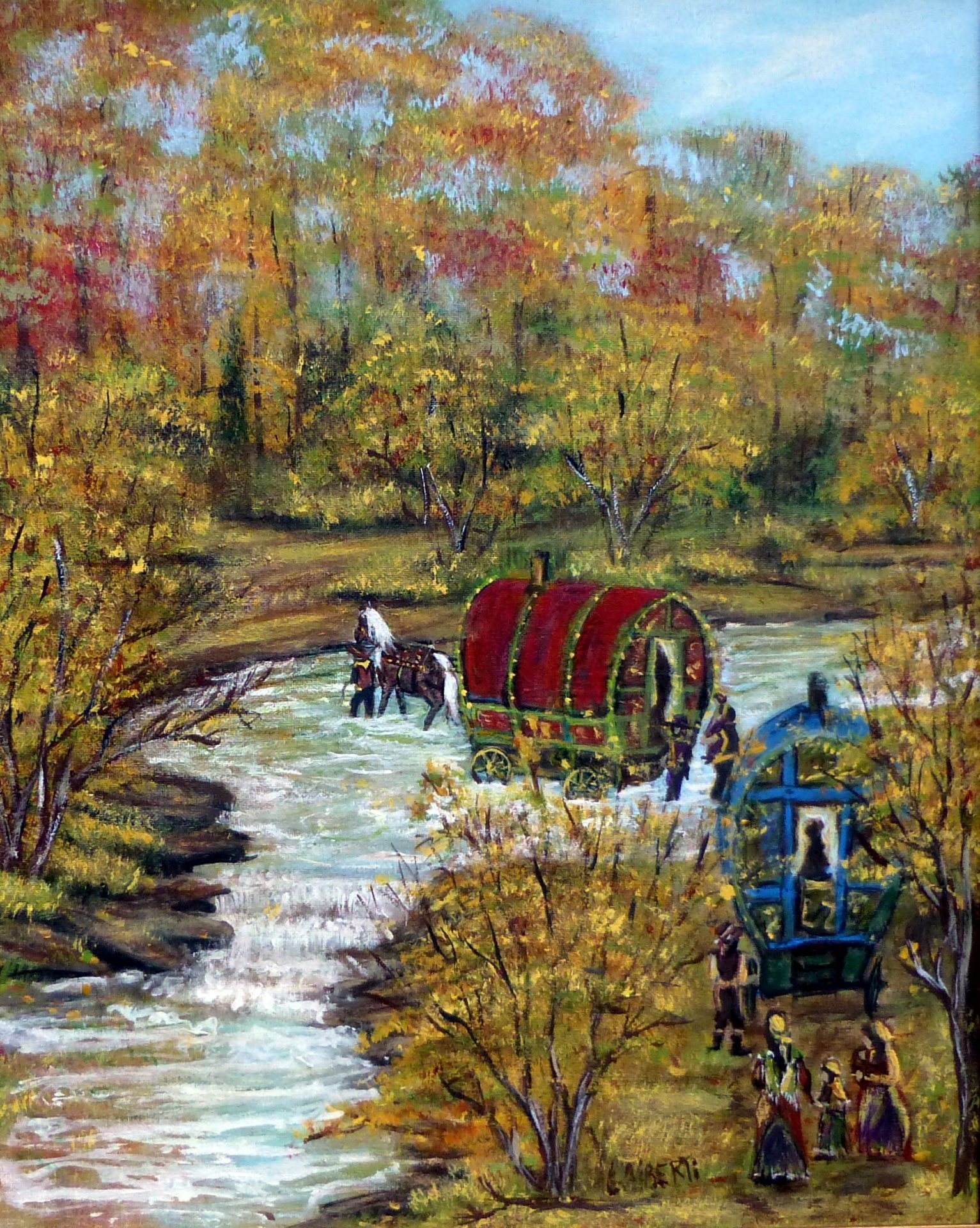 Rough Waters: Caravans Amidst Fall Hues Drawing - Lucia Alberti