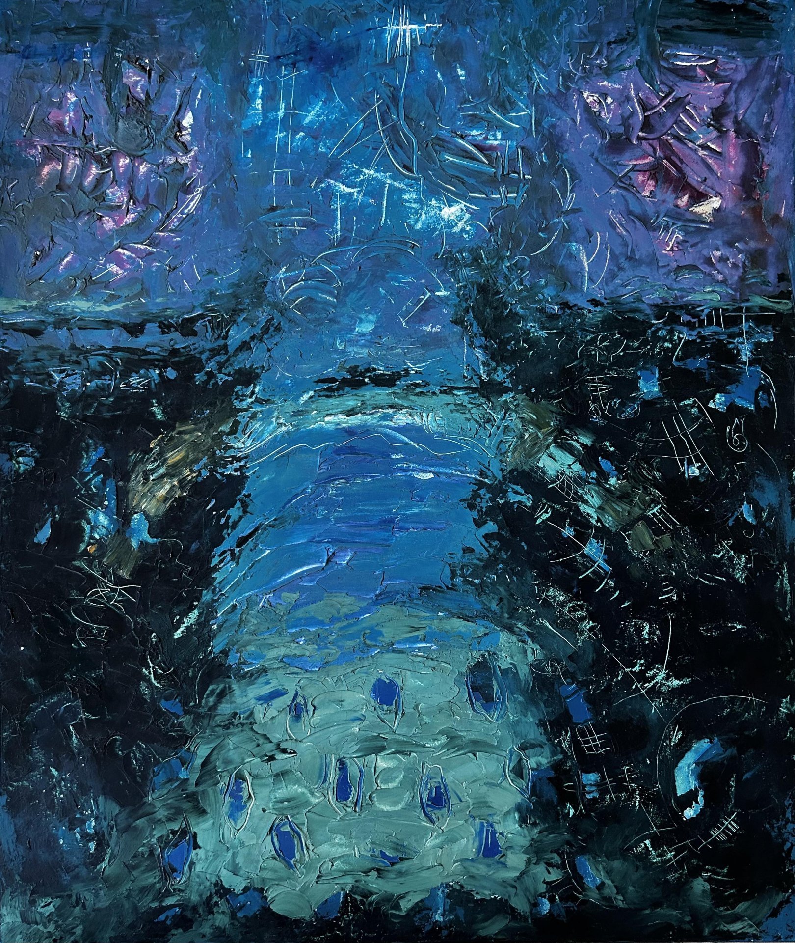 Lake at Night: Depths of Mystery Painting by Stanislav Yushkov