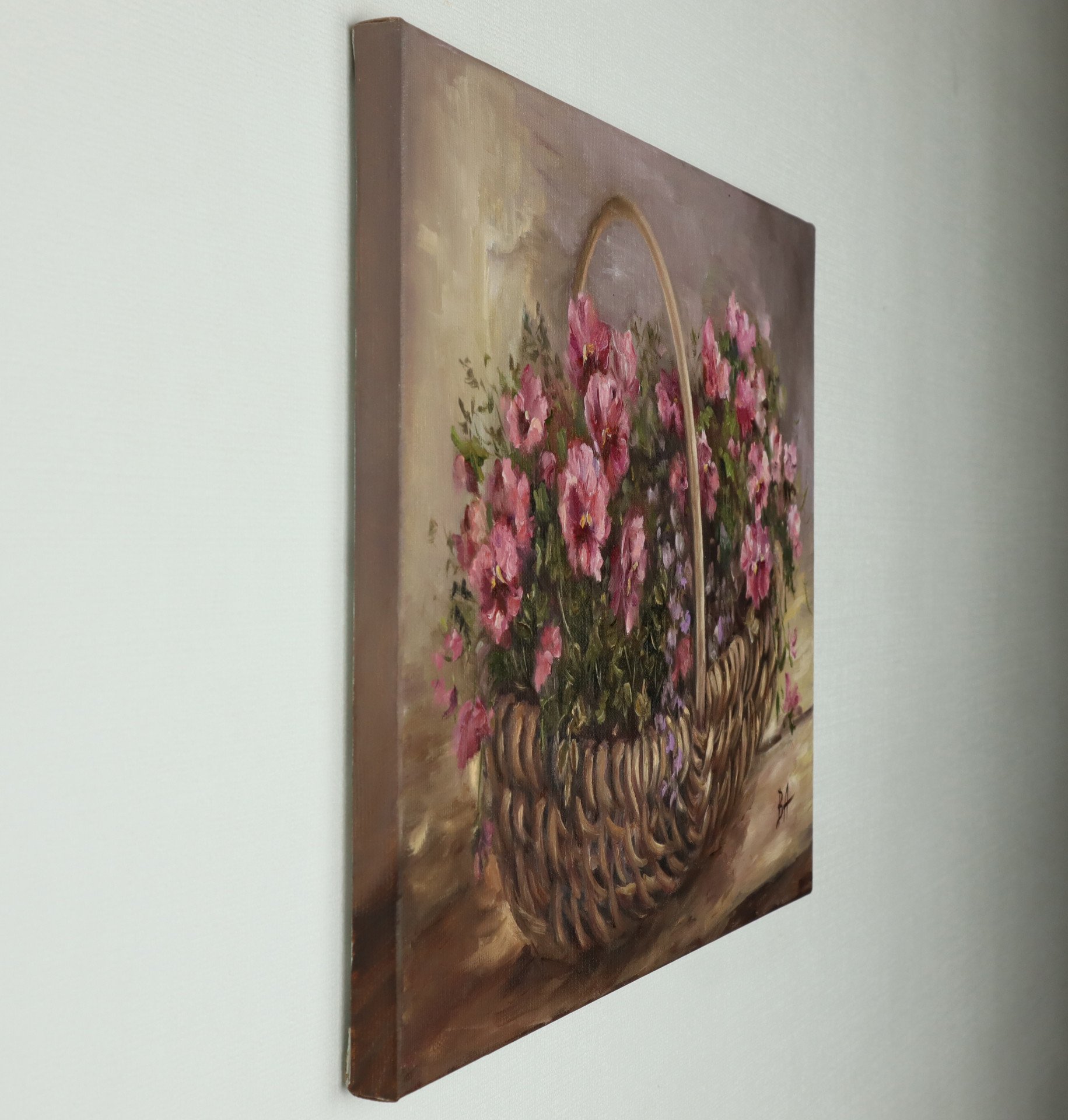 Basket of flowers - painting