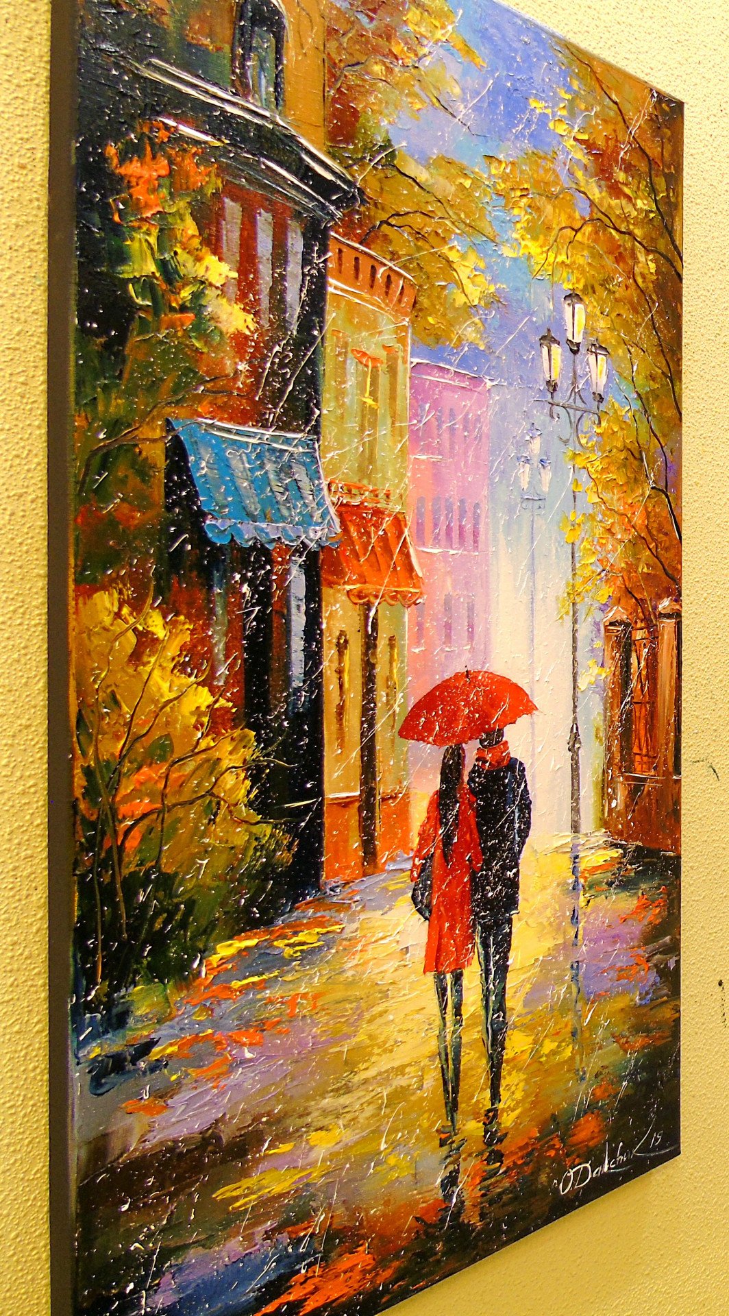 In the city of rain for two - painting