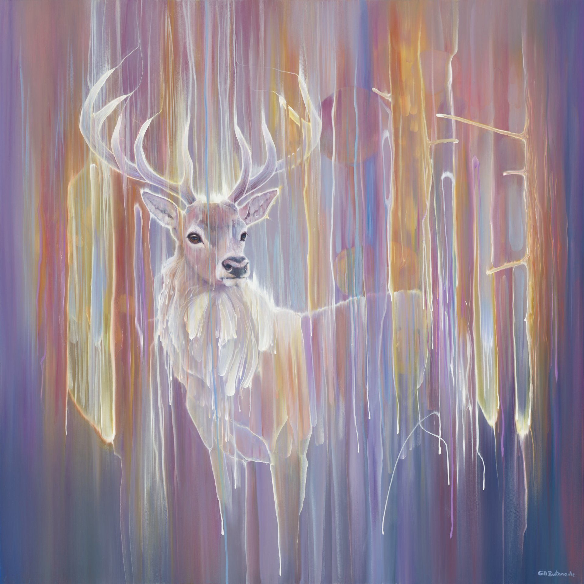 Cerf se matérialisant Peinture de Gill Bustamante, image size:1920x1920