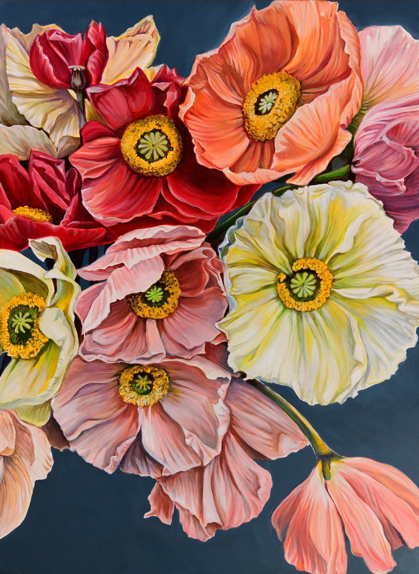 Poppies: Life Moments in Bloom Painting by Nataliia Burmaka, image size:1402x1920