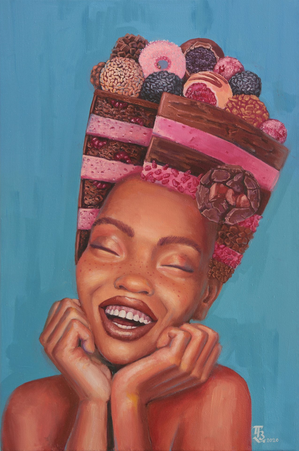 Raspberry Pie Portrait Painting by Tetiana Bogdanova