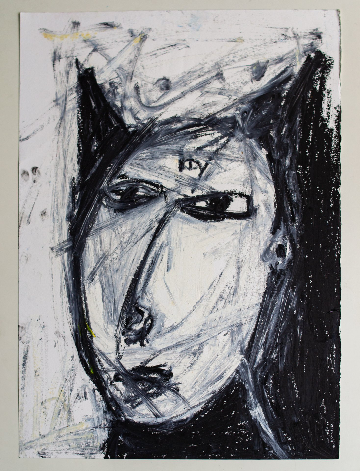 Perplexed Indigenous People in Primitivist Art Painting by Marcelo Fidélis