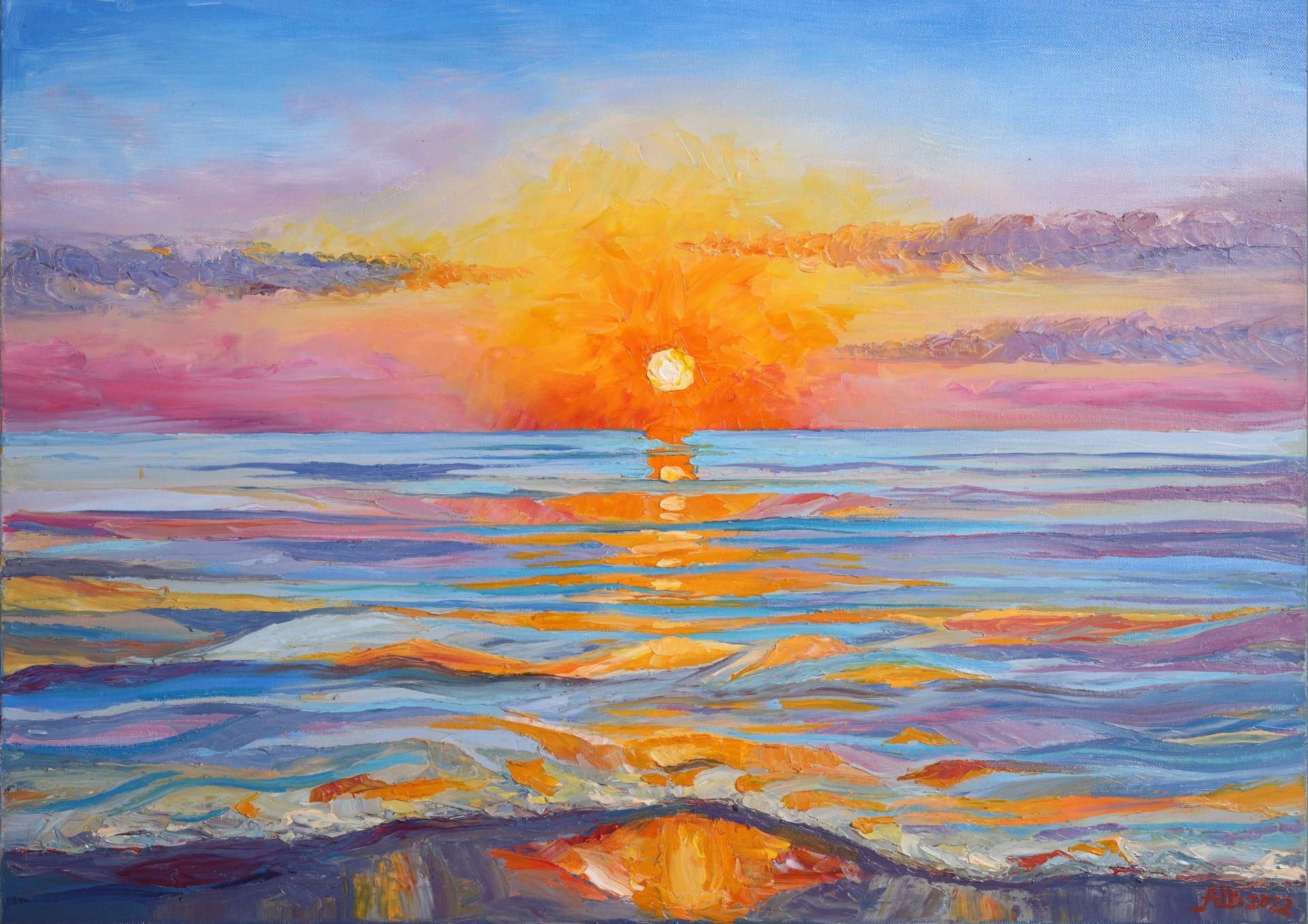 Sunkissed Horizon: Sunset Magic Painting by Vladyslava Shokha