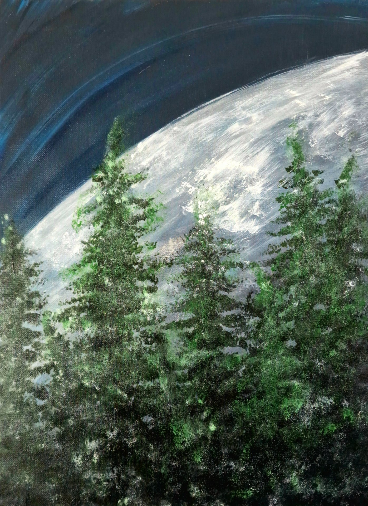 Pintura «Floresta Noturna sob o Luar», Stasya, image size:1397x1920