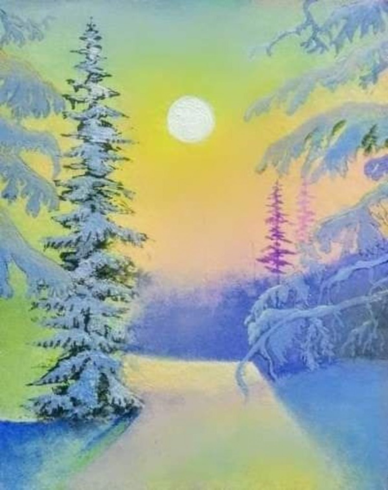 Winter Snowy Morning Drawing - Augustyn Engty