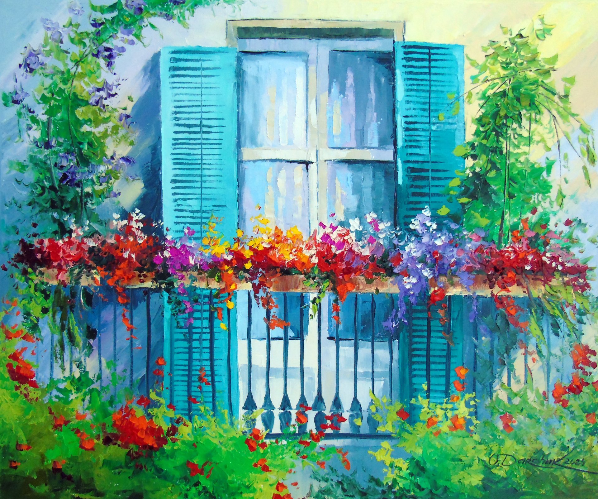 Blooming balcony Painting by Olha Darchuk - Jose Art Gallery