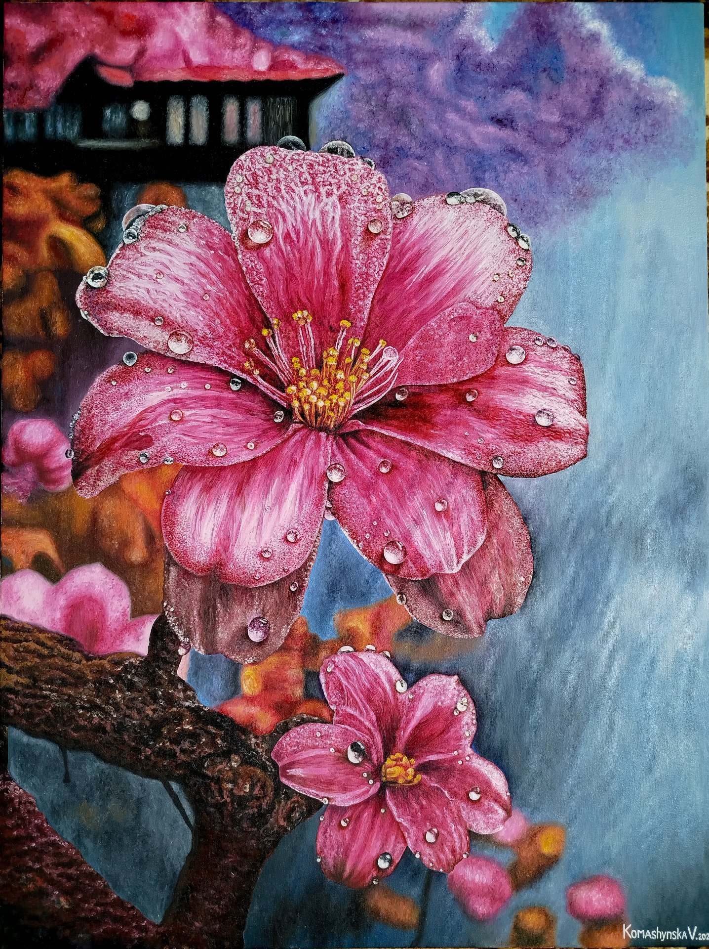 Heavenly flowers Painting by Viktoriya Komashinska