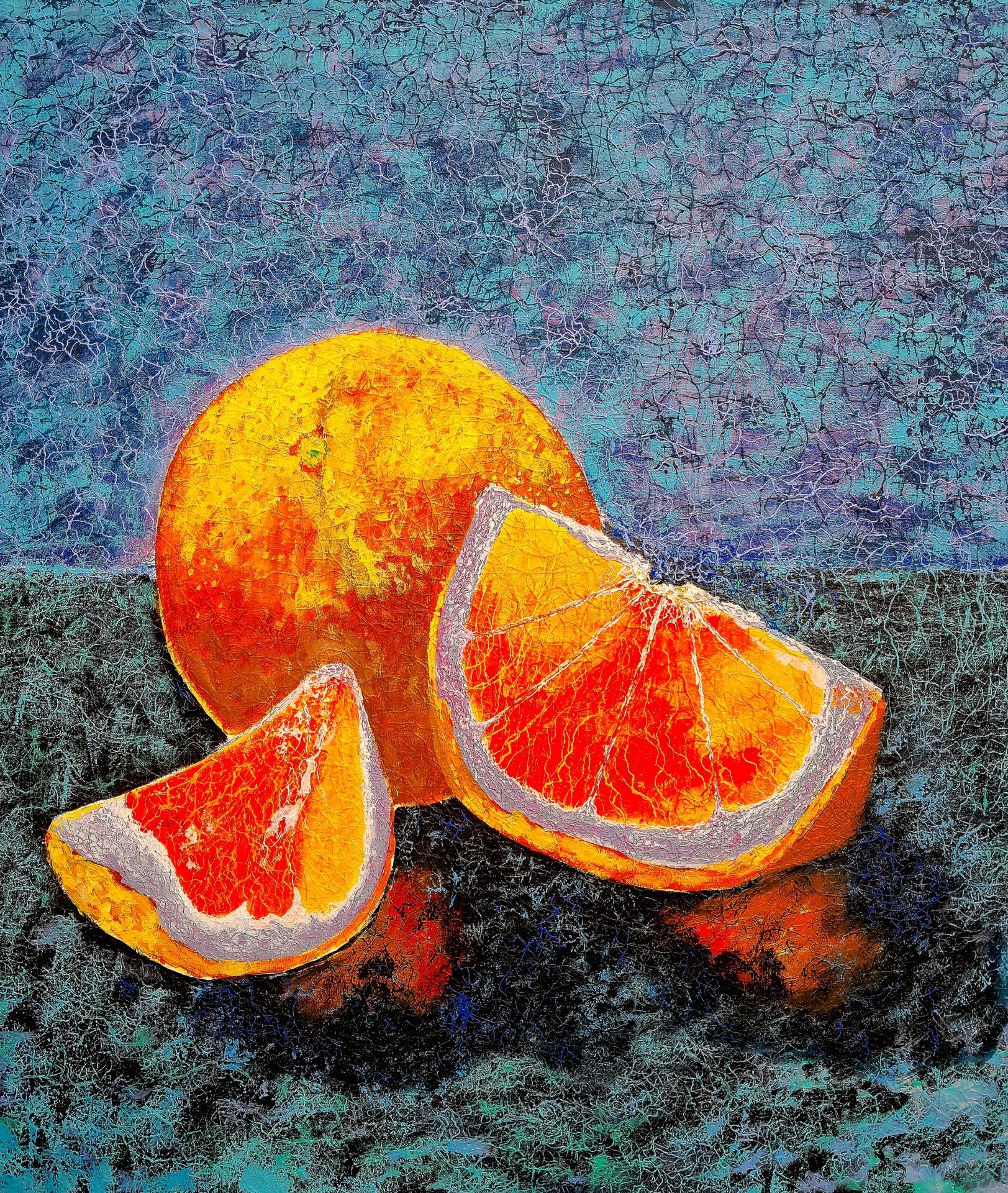 【セット商品】Orange&Parkアート（額あり）&カリフォルニアサインアート still-life-painting-orange-