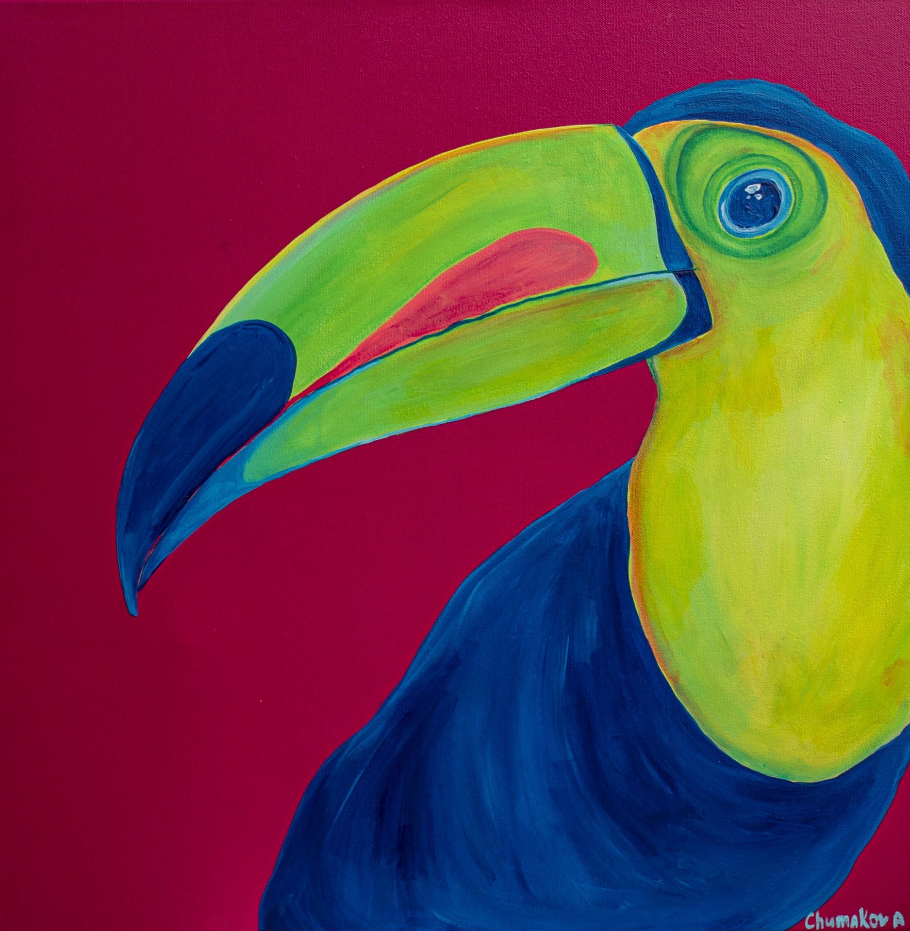 animal-painting-green-toucan-2
