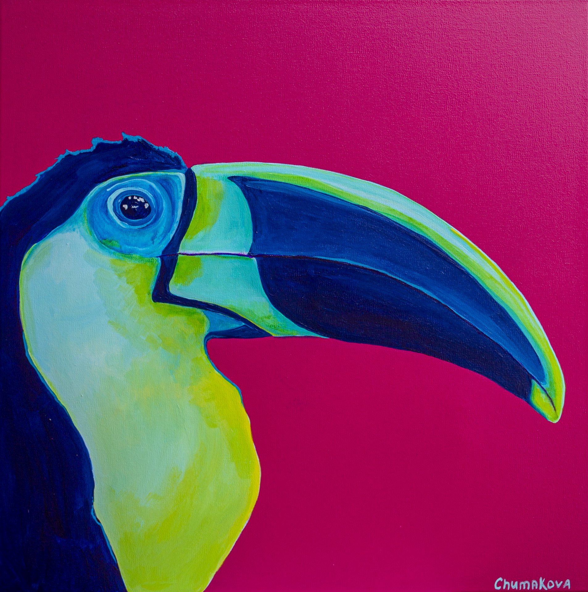 Green Toucan Painting by Oksana Chumakova - Jose Art Gallery