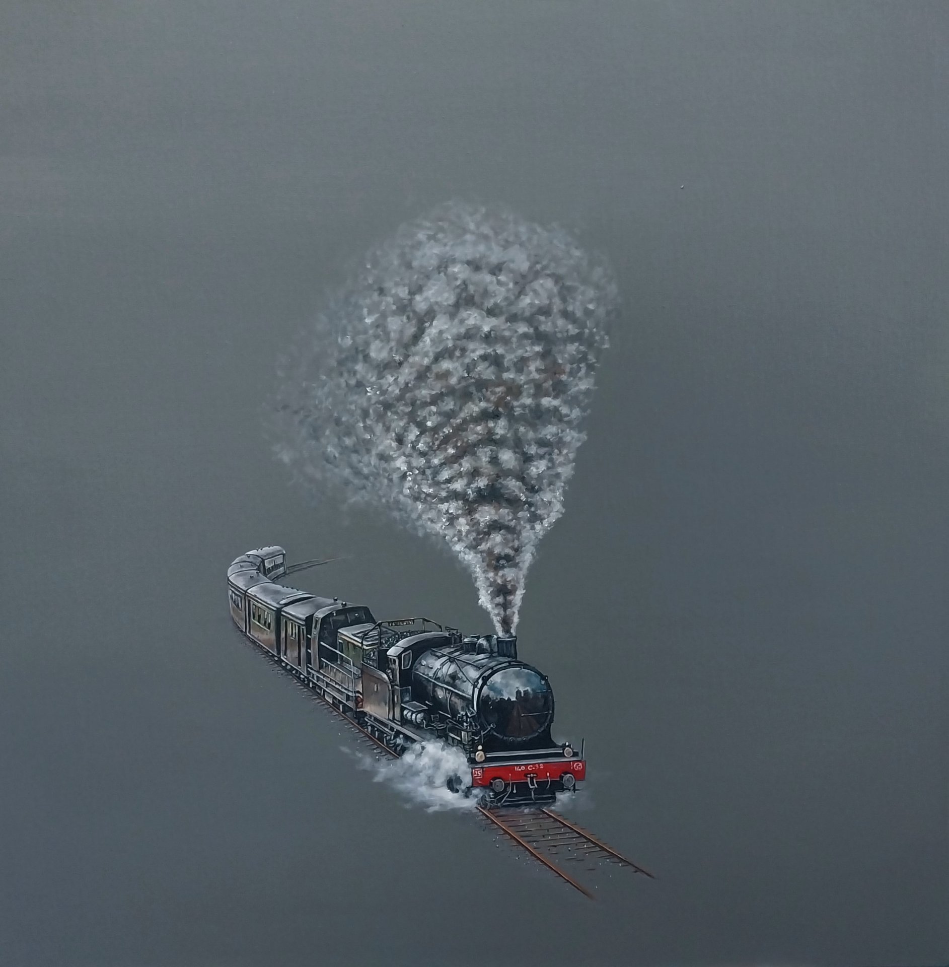 Black Train Painting by Oktay ÖRNEK - Jose Art Gallery