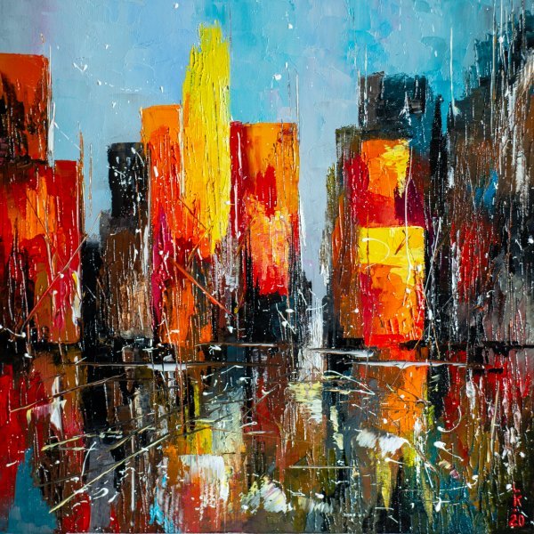 HOT DAY IN THE CITY (framed) Painting by Liubov Kuptsova