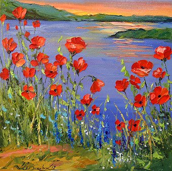 Painting "Маки у реки" | Artist Olha Darchuk | Jose Art Gallery