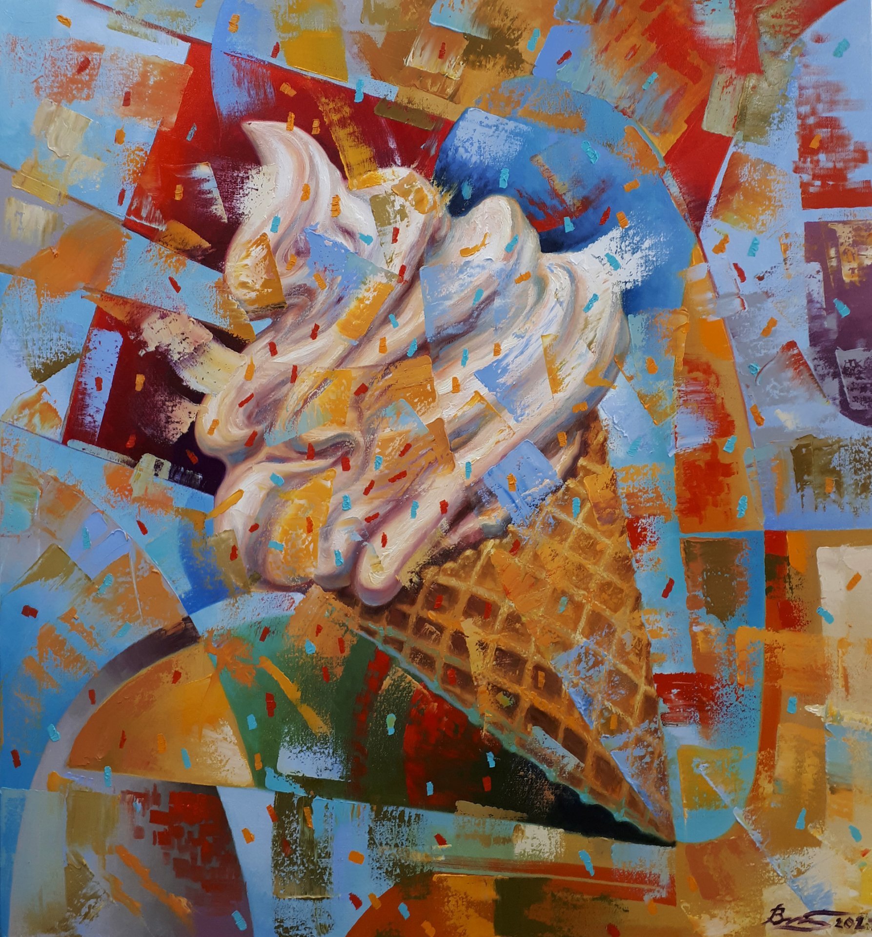 Splash Ice Cream Painting by Serhii Voichenko