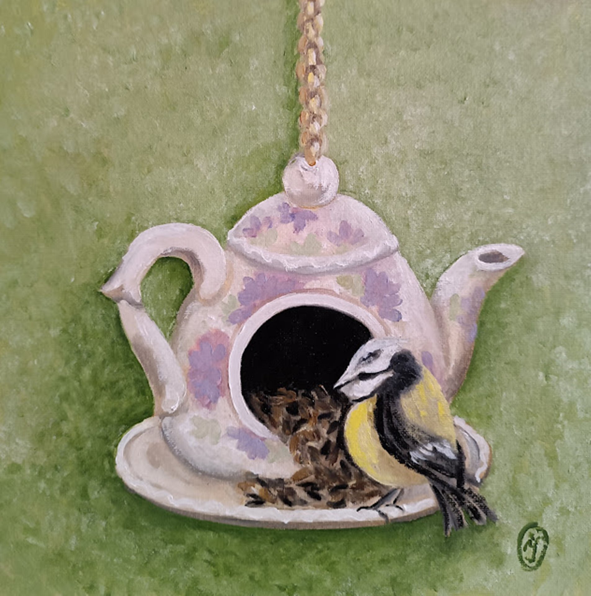 Tit on canvas: Animalism art Drawing - Iryna Oliinyk