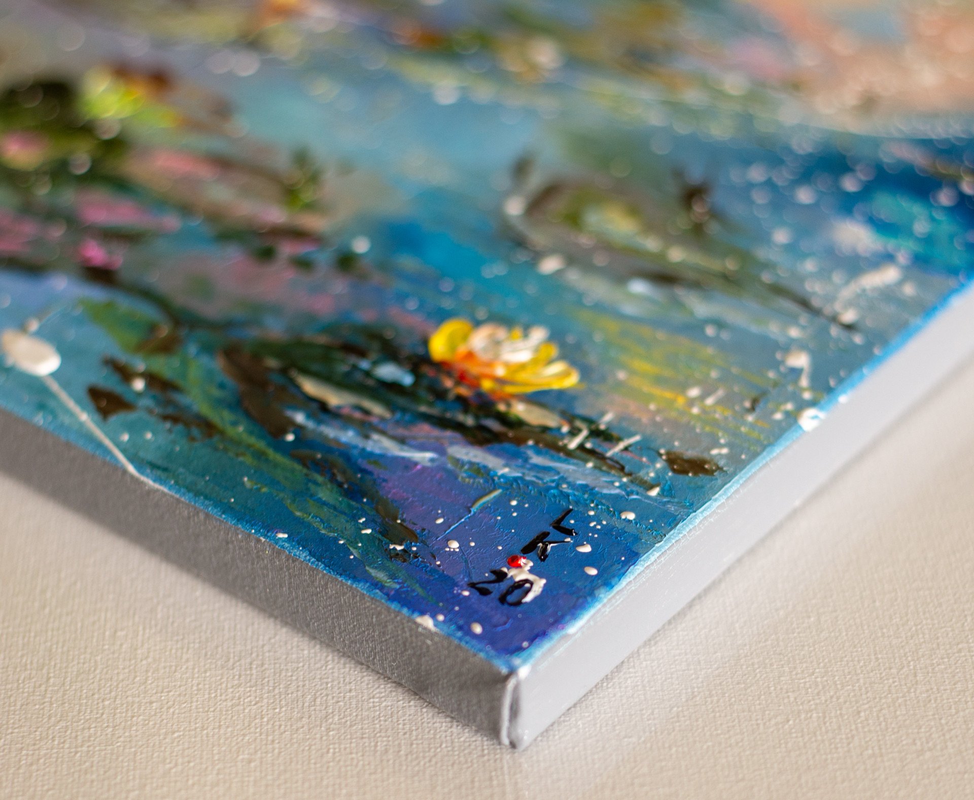 Evening pond - painting