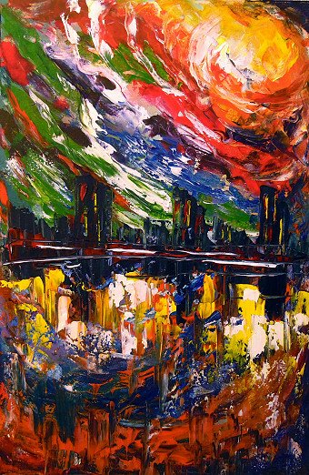 Bright storm over the city