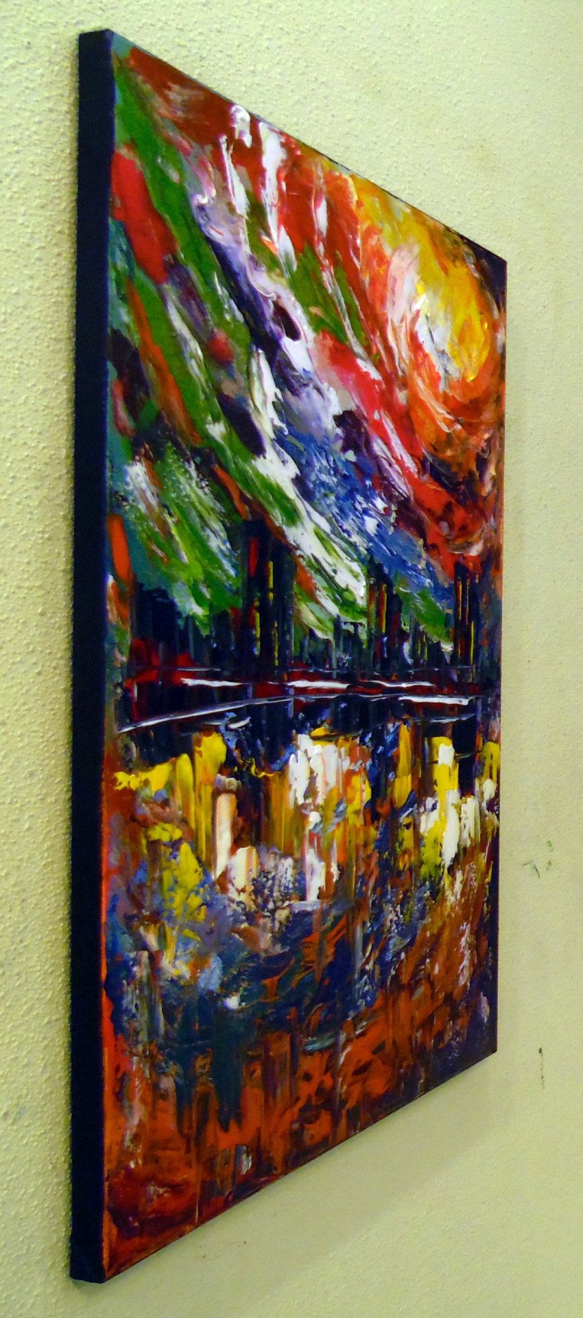 Bright storm over the city - painting