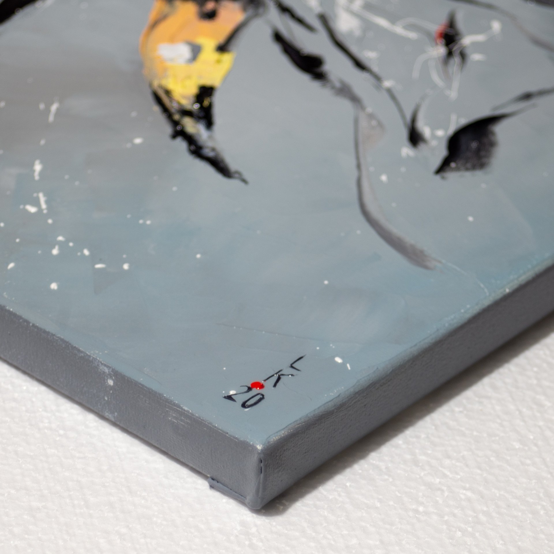Butterfly on grey - painting